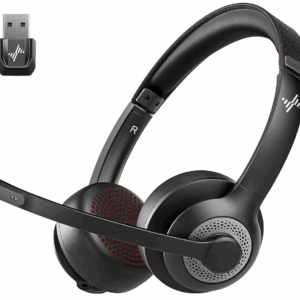 Wireless Headset with AI Noise Cancelling Microphone Bluetooth Headset - Bluetooth V5.2 Headphones with USB Dongle & Mic for Computer/Laptop/PC